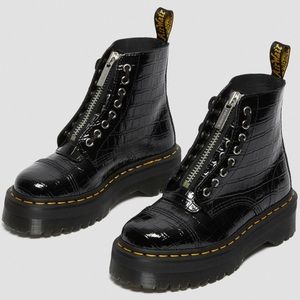 SINCLAIR PATENT CROCODILE PLATFORM BOOTS